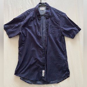 7 Diamonds XXL purple with pink Polkadots short sleeve button down shirt.